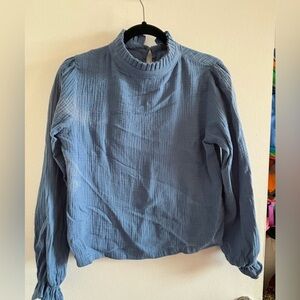 High neck blue blouse-new